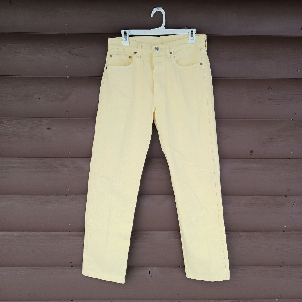 VTG‎ Levis 501 Jeans Mens Sz 32x32 Yellow 501-0648 Button Fly Made In USA